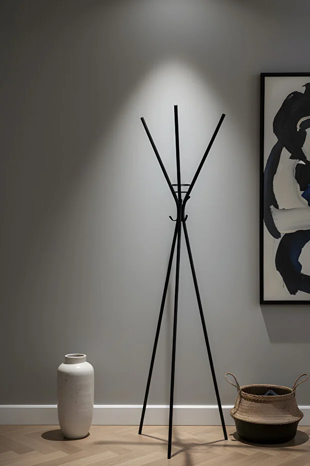 Asya Ayaklı Askılık Portmanto Siyah